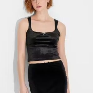 Wild Fable Women's Black Velvet Sexy Cropped Top Small